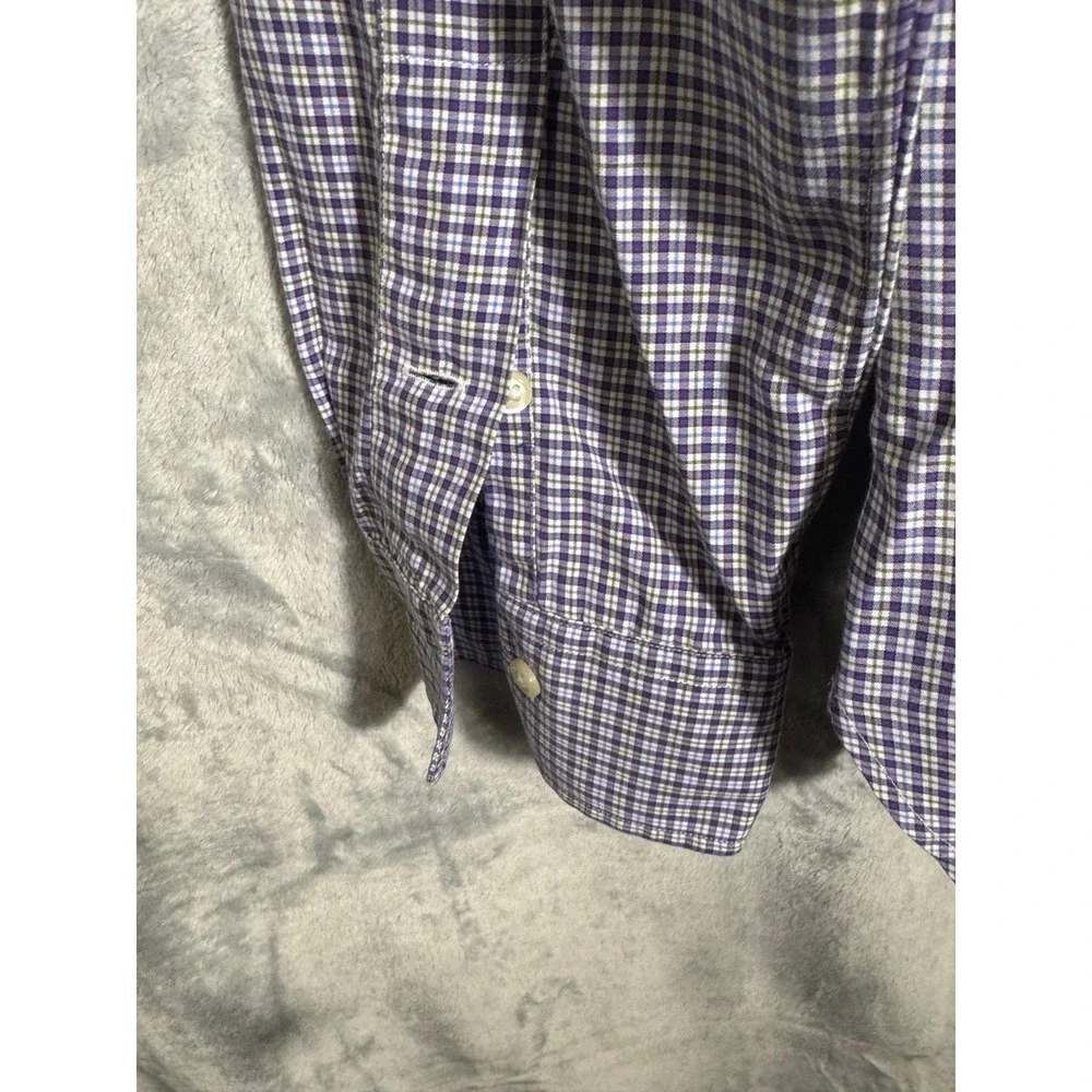 Polo Ralph Lauren Slim Fit Shirt Purple Blue Micro Check‎ Italian Fabric 42 16.5